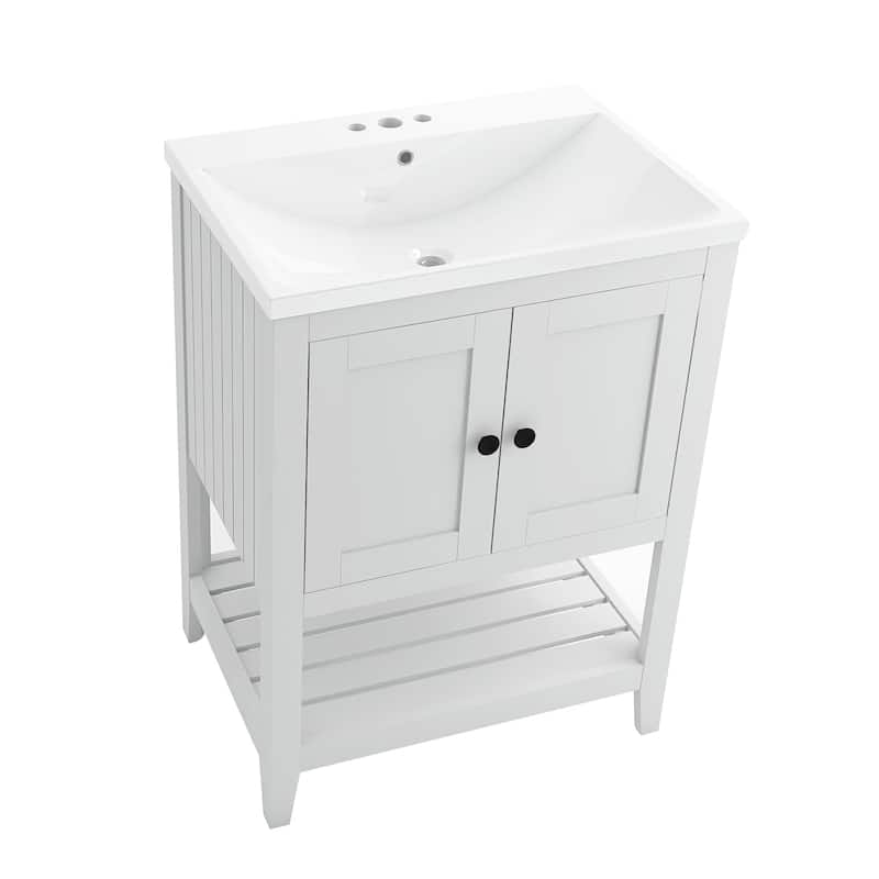 24" Wood Freestanding Bathroom Vanity with Integrated Ceramic Sink On Sale Bed Bath & Beyond